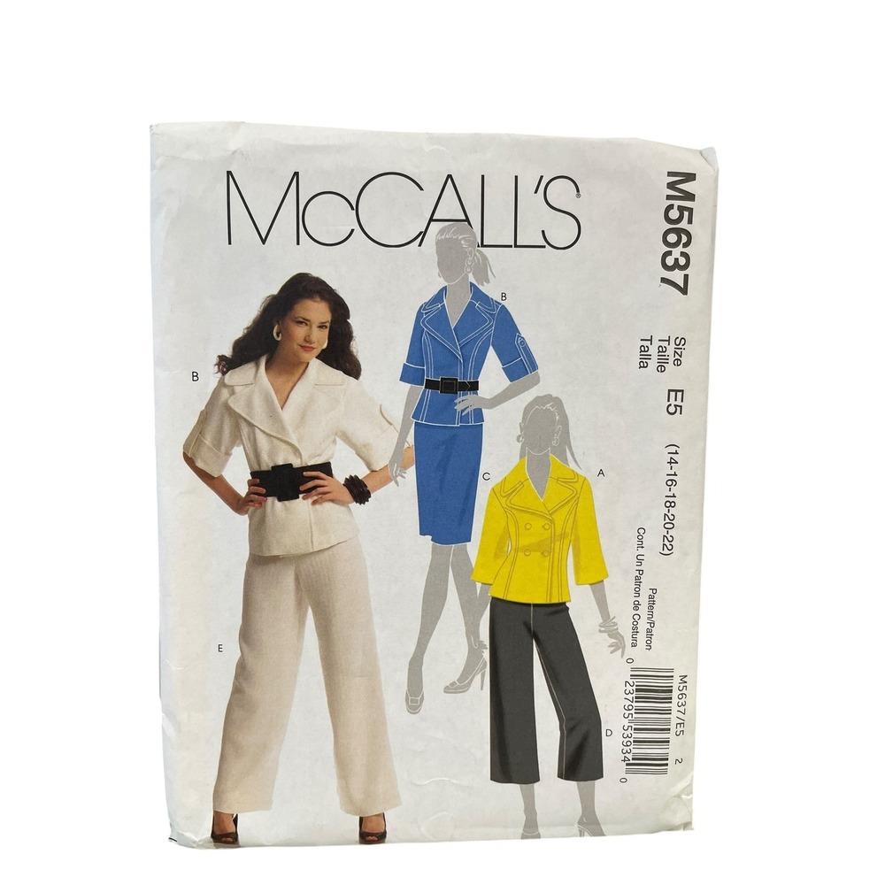 McCALL'S M5637 Dress Jacket Pants Size 14-16-18-20-22 Vintage